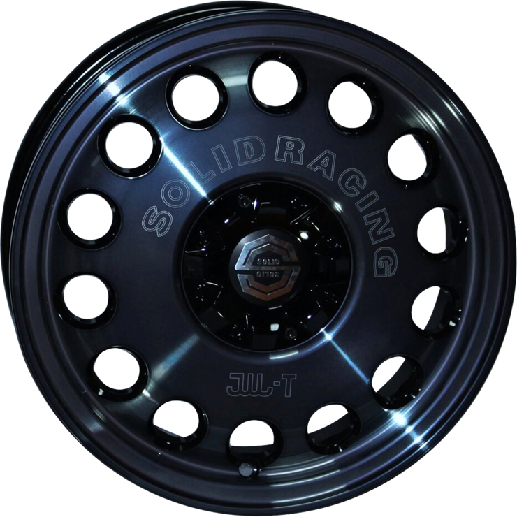 K metal-Tレーザー文字入size:14x4.5 100/4H +43wheel color:MIST BLACK（艶ありスモーククリア）